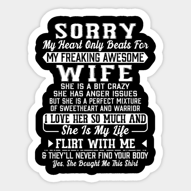 My Heart Only Beats For My Freaking Awesome Wife Sticker by Danielsmfbb